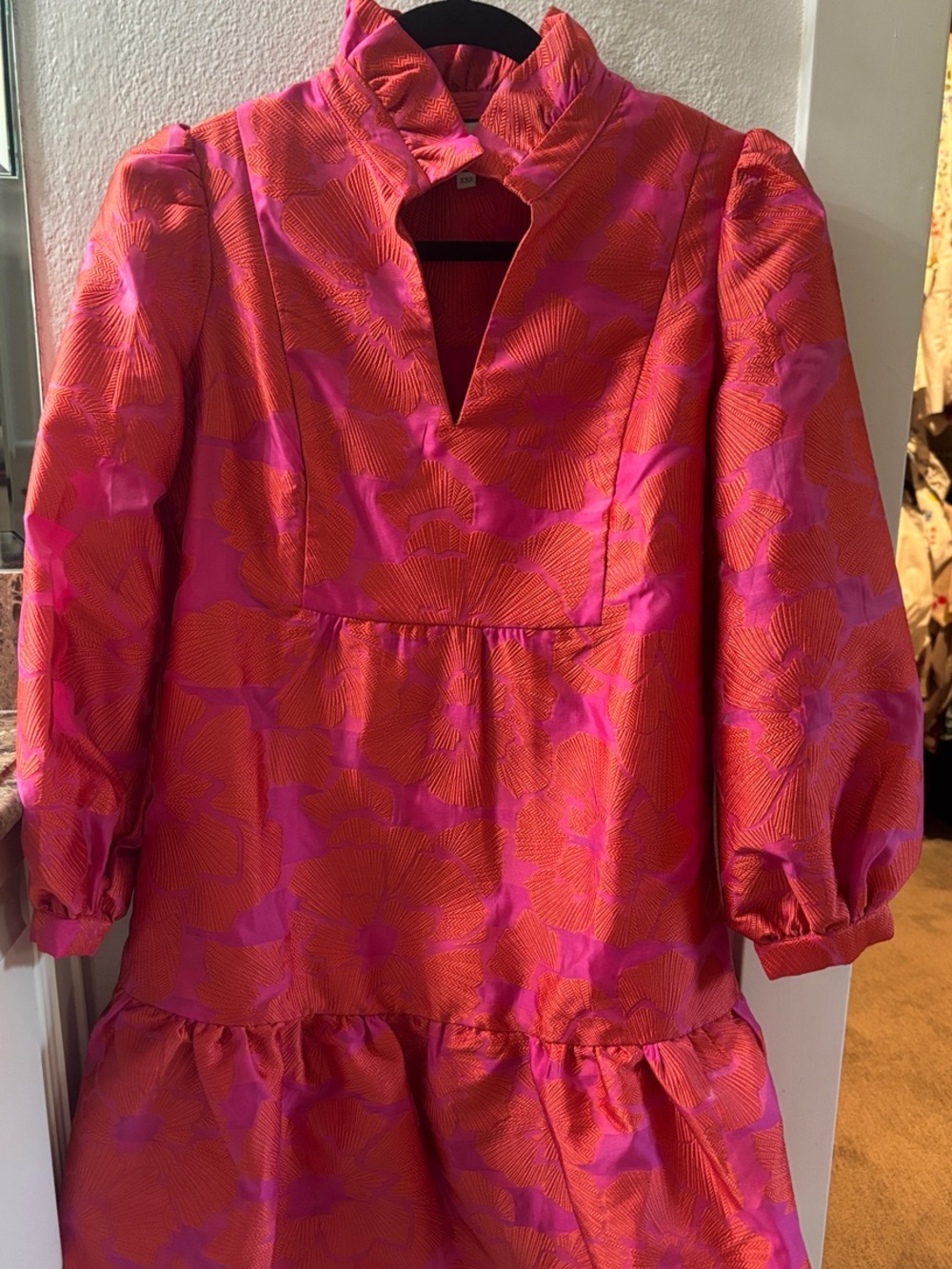 Tuckernuck Pink & Orange Floral Long-Sleeve Puff Dress